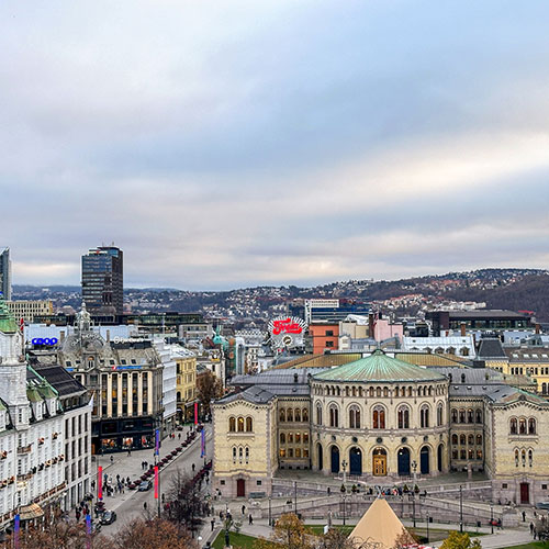 View of Oslo city at night